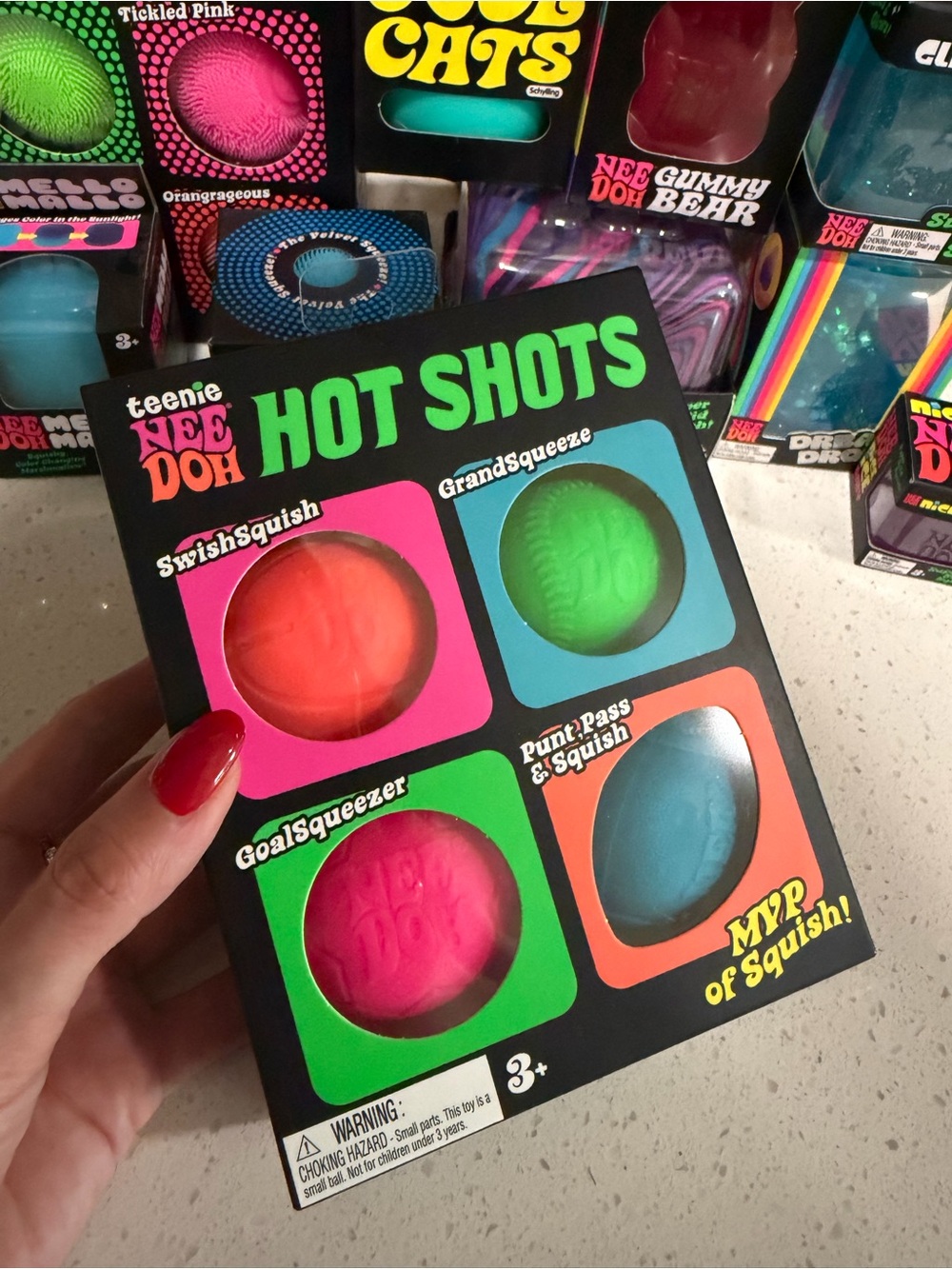 NeeDoh Hot Shots 4-Pack Squish Balls - Pink, Green, Orange, Blue NWT - Picture 5 of 5